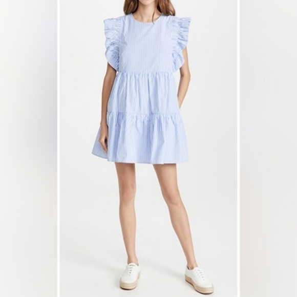 🆕️ English Factory Blue & White Striped Mini Dress SIZE: XS - Picture 16 of 16